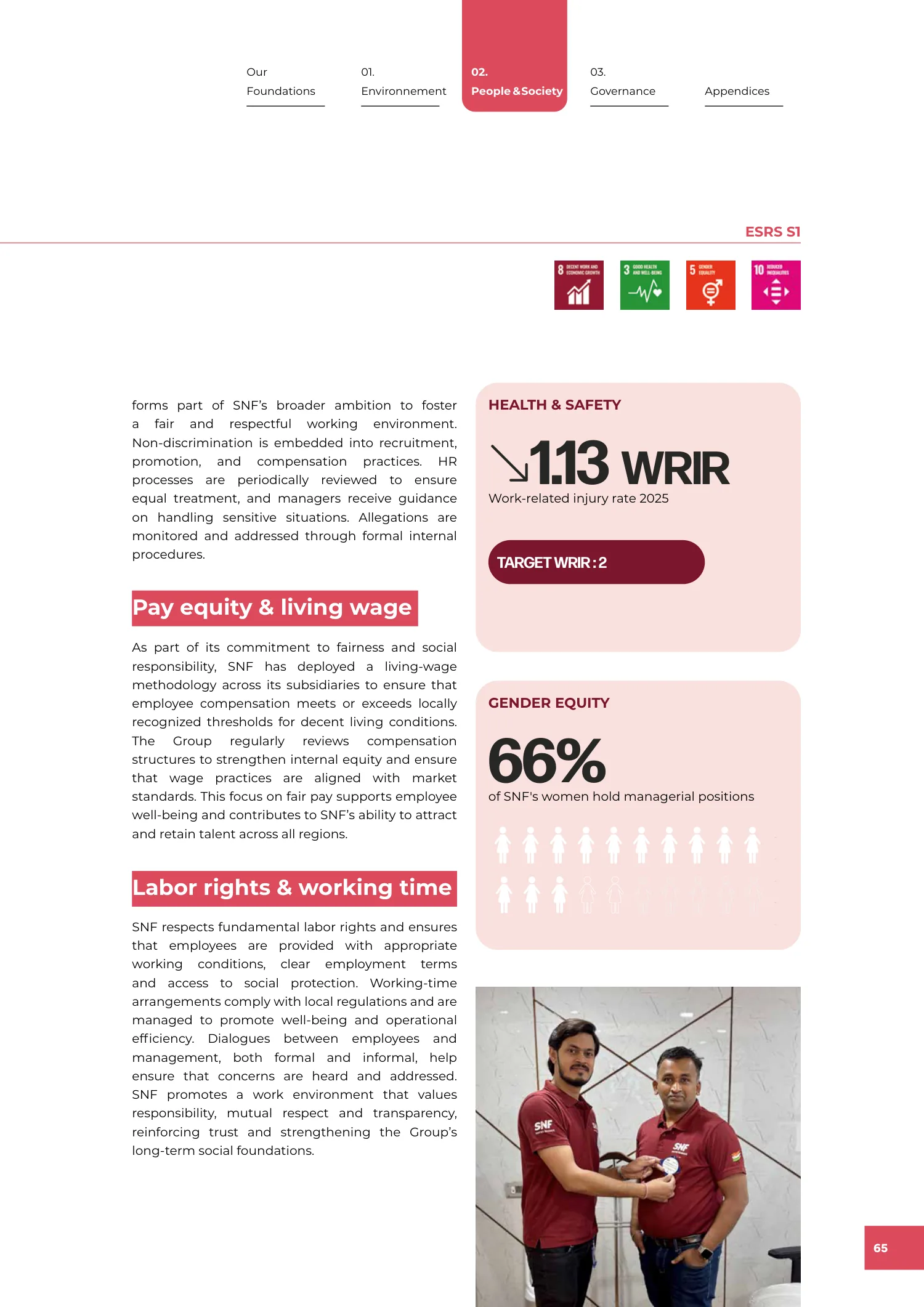 Page 65 of the SNF 2025 ESG Report: 2.2 Empowering Our People