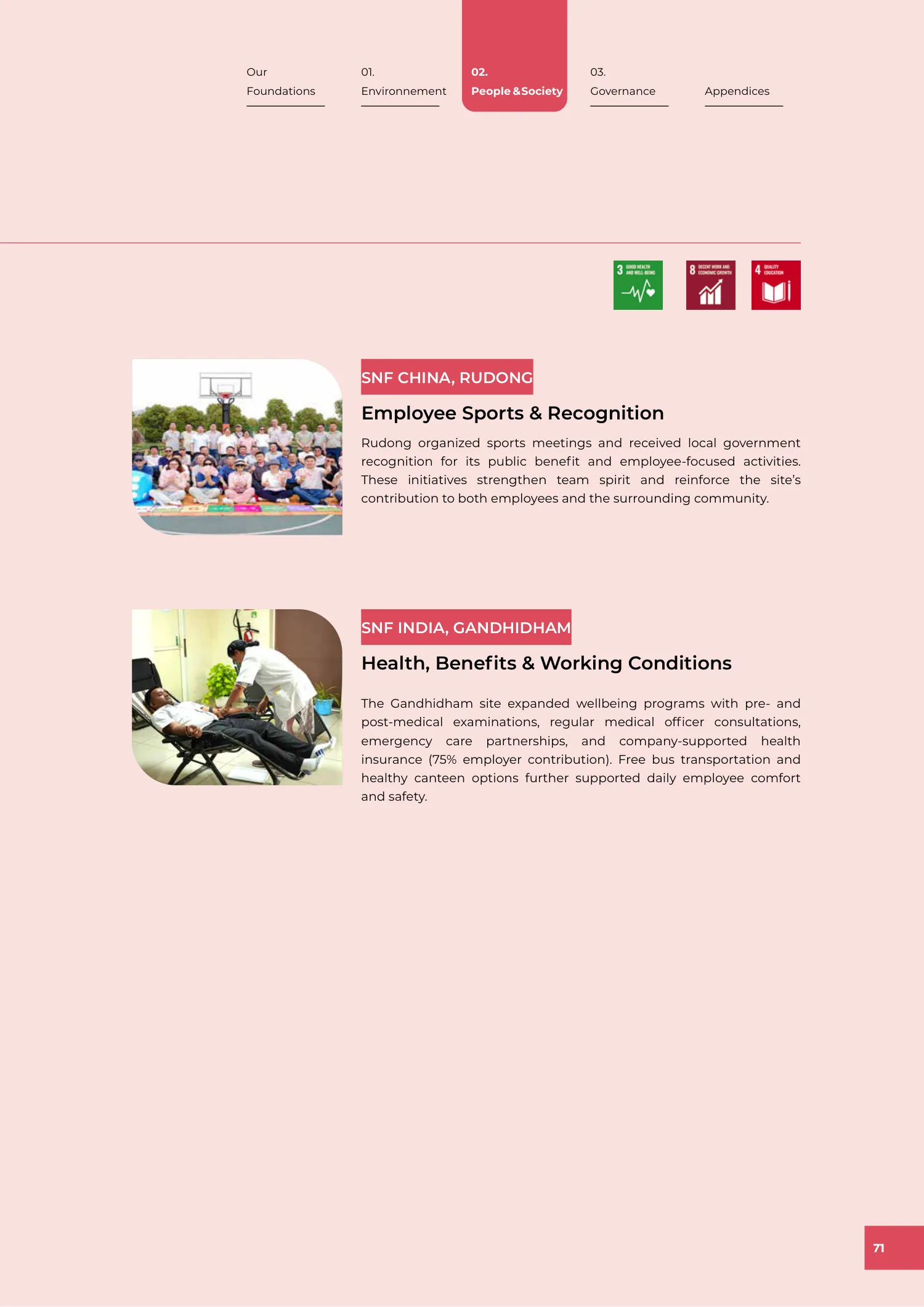 Page 71 of the SNF 2025 ESG Report: We Act for Our People