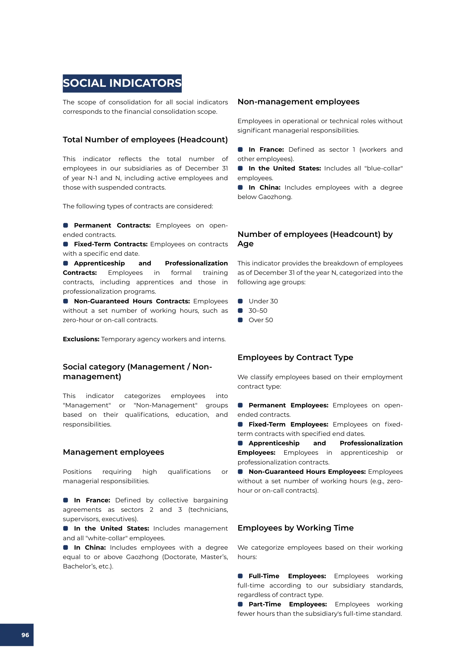 Page 96 of the SNF 2025 ESG Report: Note on Methodology