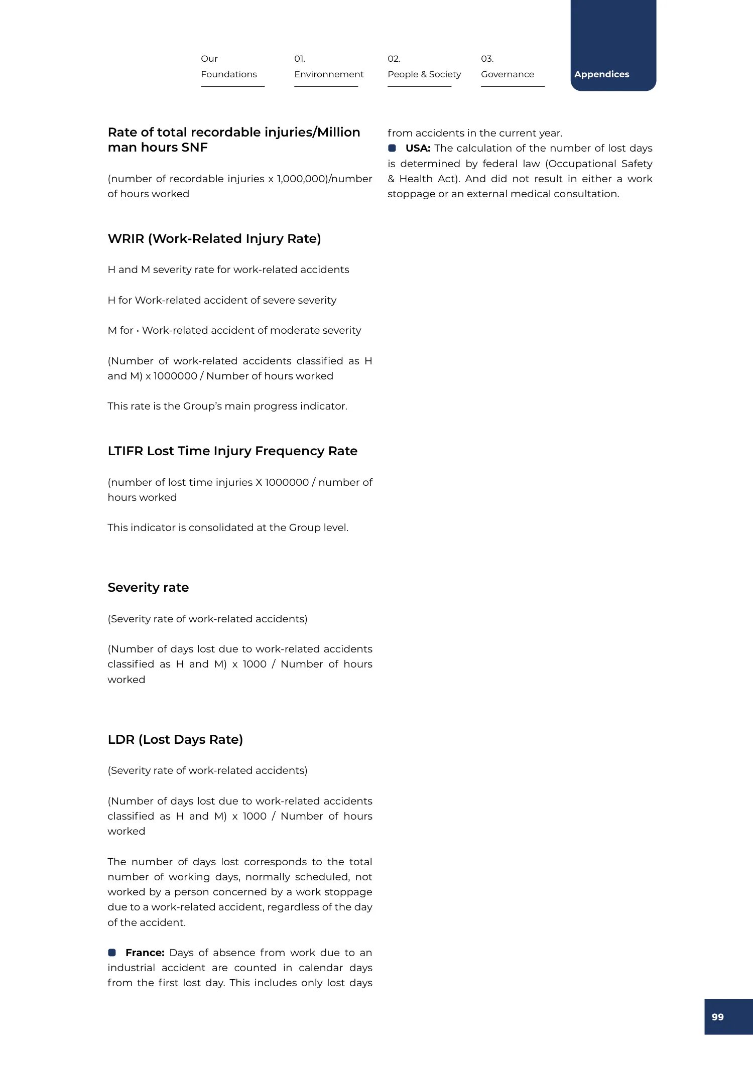 Page 99 of the SNF 2025 ESG Report: Note on Methodology