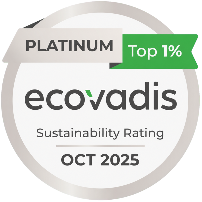 EcoVadis Platinum Sustainability Rating, Top 1%, October 2025